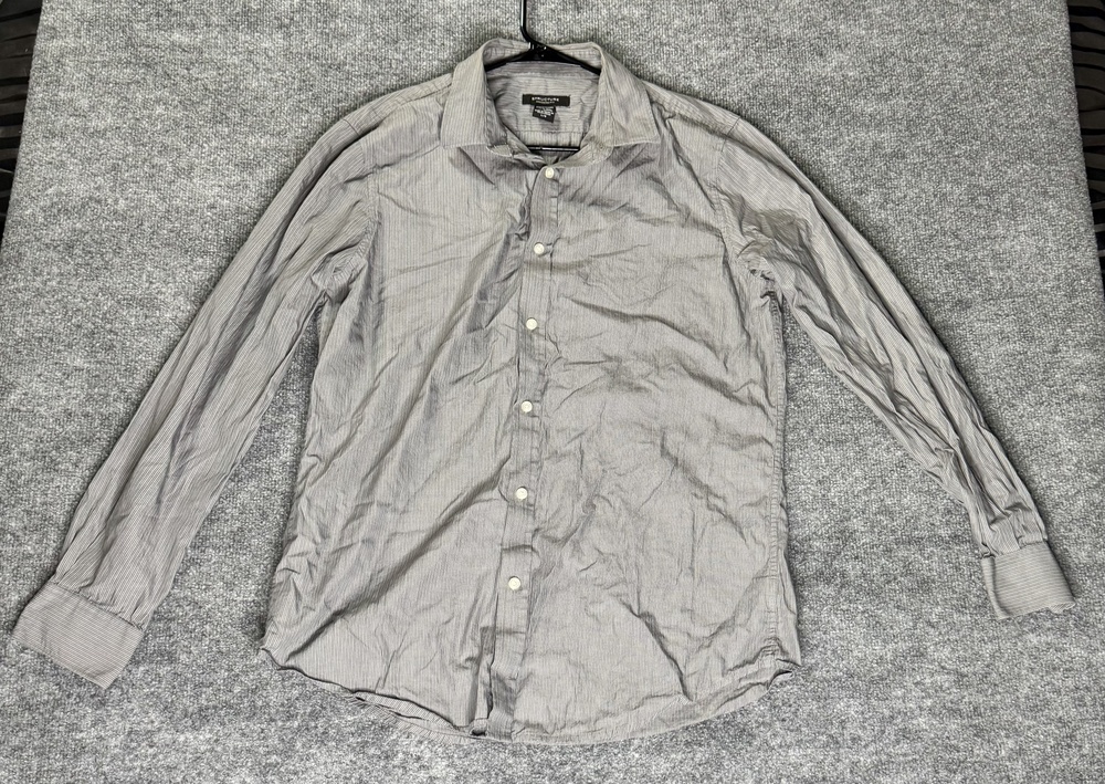 Structure Shirt Mens Large Gray Striped Long Sleeve Button Up Dress Casual